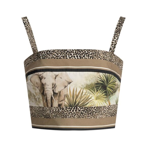 Elie Saab Savannah Print Cropped Top tag size 38 Women - Picture 1 of 4